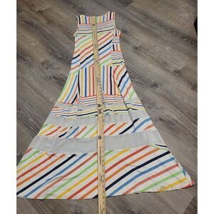 Peter Som Sleeveless Multicolor Striped Maxi Dress Size Small Rainbow   Maximist